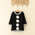 2016 the lastest design women dresses fashion black ladies dress children autumn dresses with daisy flowers